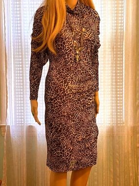 THE LIMITED CHEETAH PRINT DRESS NEW WITH TAGS MOCK TURTLE NECK SIZE XL